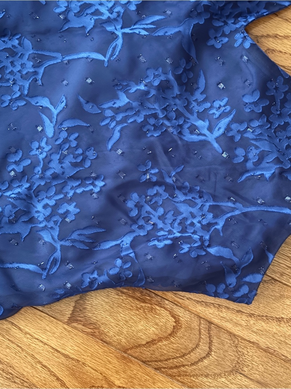 Alex Evenings Sleeveless Beaded Chiffon Mid Length Dress Metallic Blue Size 14 - Picture 7 of 7